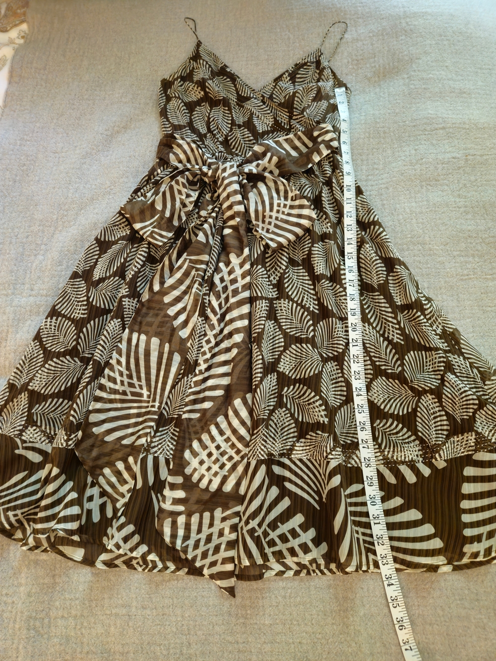 Tommy Bahama NWOT Silk Cotton Tropical Dress 2 Border Hem Midi Double Wrap Sash - Picture 10 of 17